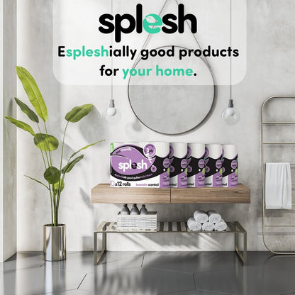 Splesh by Cusheen 3-Ply Toilet Roll-Lavender Fragrance 72 Pack Soft, Quilted Bulk Toilet Tissue & Loo Rolls- Eco-Friendly Sustainably Crafted in the UK