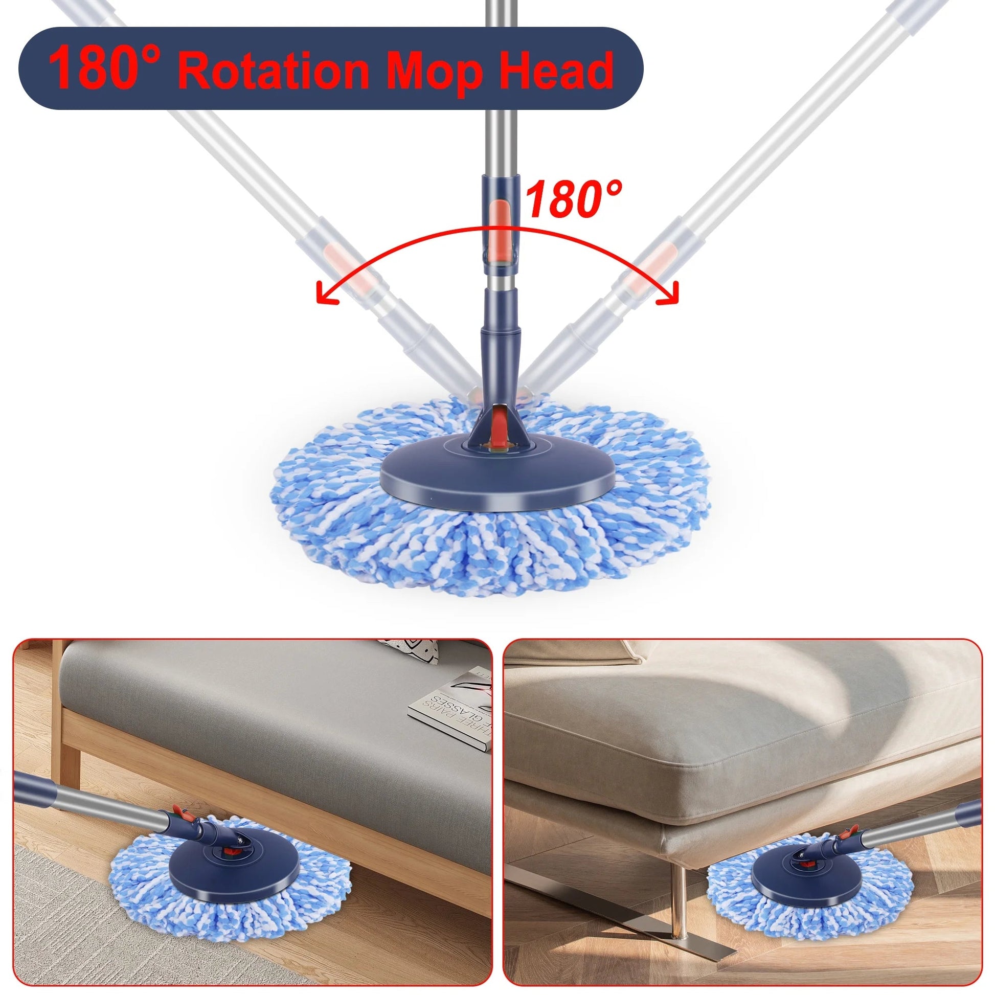 MYSPRI Spin Mop and Bucket System with Wringer Set for Floor, Separate Clean and Dirty Water, 3 Microfiber Mop Pads