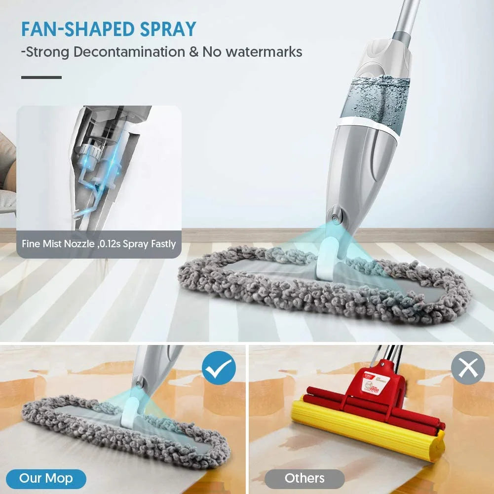 SUPTREE Floor Spray Mop with Washable Mop Pads Refillable Spray Bottle Mop for Hardwood Wood Kitchen Laminate Floor Cleaning