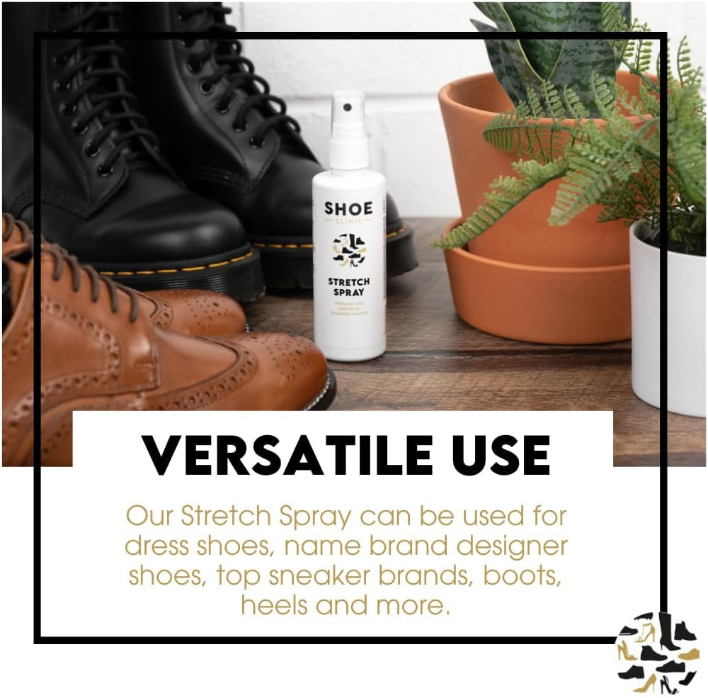 Shoe Clinic Shoe Stretcher Spray | Soften & Stretch Leather, Suede, Nubuck, & Canvas Shoes & Boots | for Men and Women’S Wide Footwear | 125 Ml