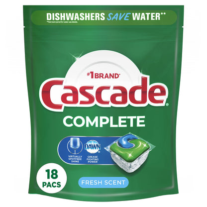 Cascade Complete Dishwasher Pods, Action Pacs Dishwasher Detergent, Dishwasher Tabs, Fresh, 78 Count