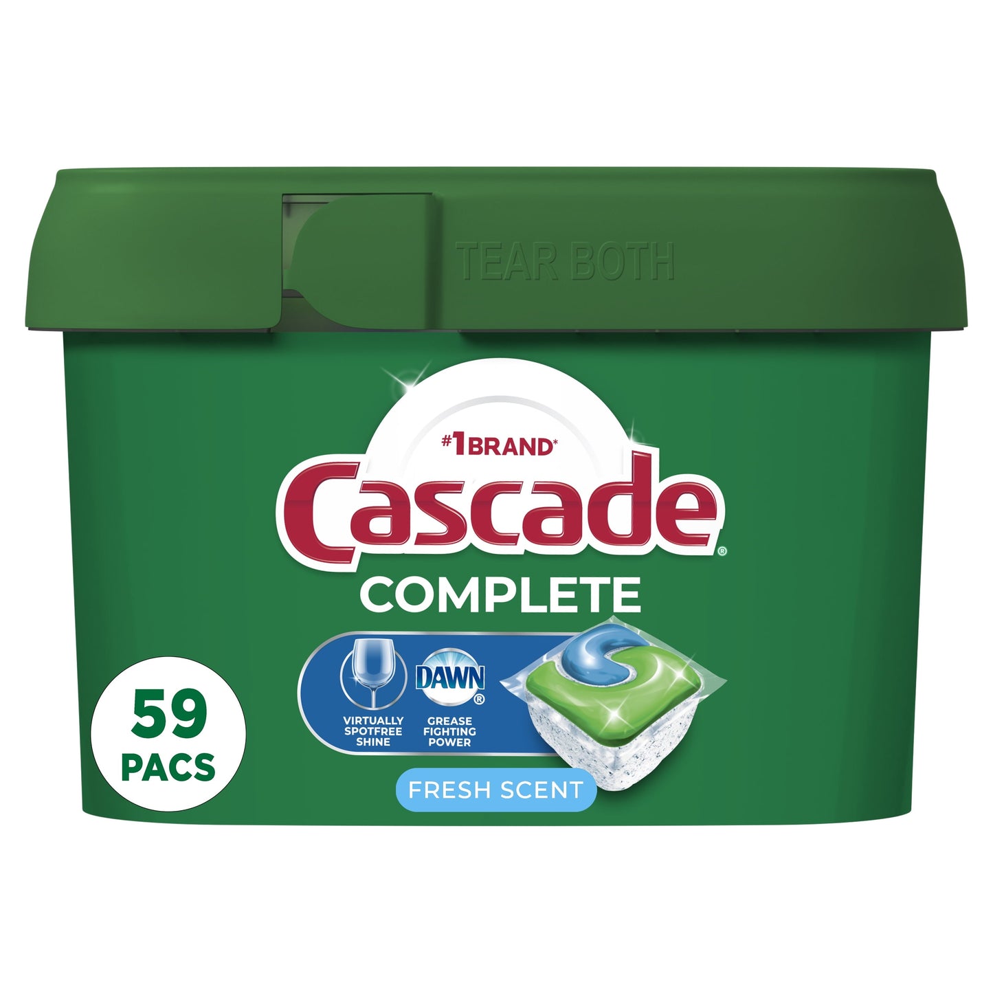 Cascade Complete Dishwasher Pods, Action Pacs Dishwasher Detergent, Dishwasher Tabs, Fresh, 59 Count