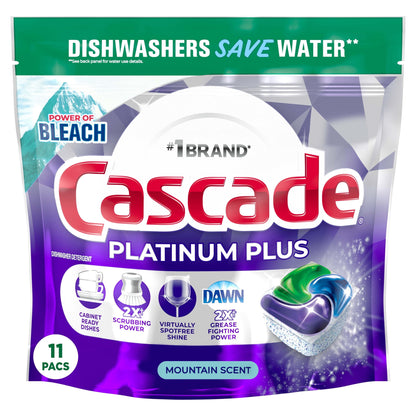 Cascade Platinum plus Dishwasher Detergent Action Pacs, Fresh Mountain Scent, 11 Count