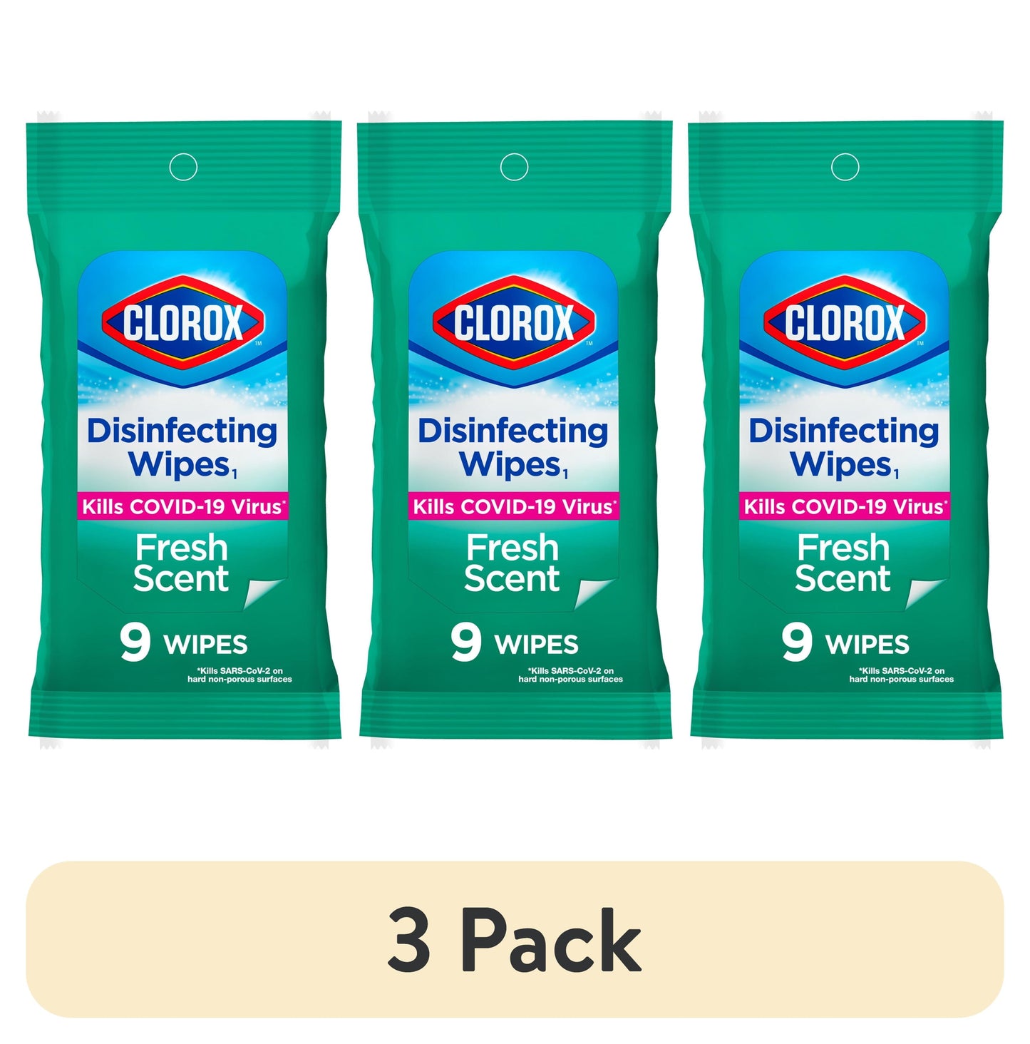 Clorox Disinfecting Wipes on the Go Bleach Free Travel Wipes, Fresh Scent, 9 Count