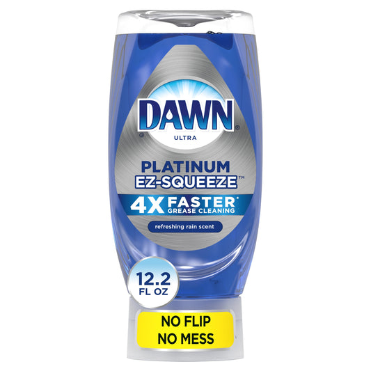 Dawn Platinum Ez-Squeeze Dish Soap Liquid, Dishwashing Liquid, Grease Removal, Fresh Rain, 12.2Oz