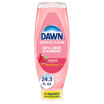 Dawn Gentle Clean Ez-Squeeze Dish Soap, Dishwashing Liquid, Pomegranate & Rose Water, 24.3Oz