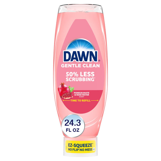 Dawn Gentle Clean Ez-Squeeze Dish Soap, Dishwashing Liquid, Pomegranate & Rose Water, 24.3Oz