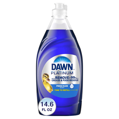 Dawn Platinum Liquid Dish Soap, Dishwashing Liquid, Grease Removal, Fresh Rain, 14.6Oz