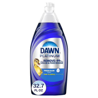 Dawn Platinum Dish Soap Liquid, Dishwashing Liquid, Grease Removal, Fresh Rain, 32.7Oz