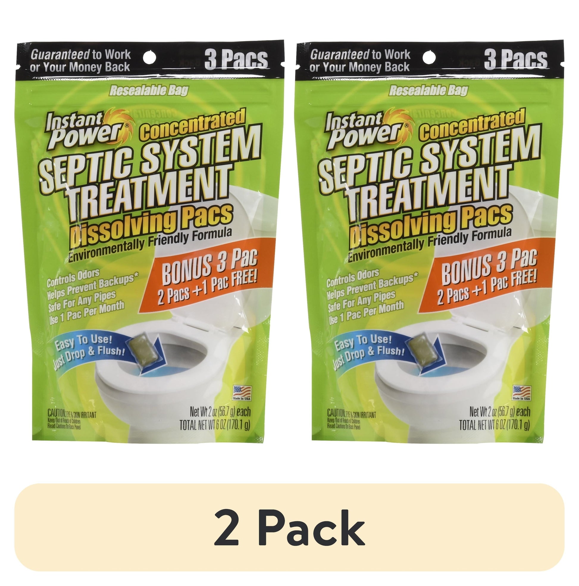 Instant Power Concentrated Septic System Treatment Dissolving Pacs, 3 Pac