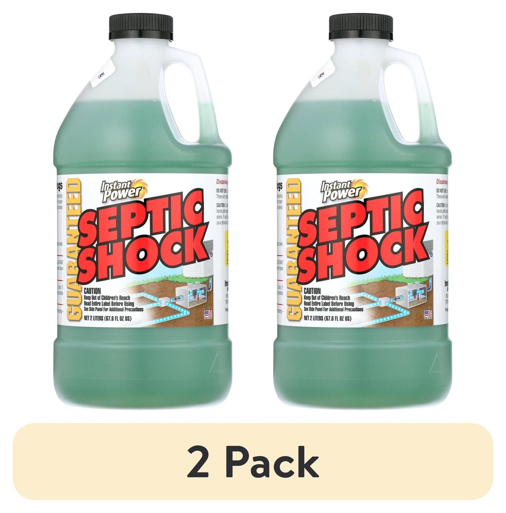 Instant Power Septic Shock, 67.6 Fl Oz (2 Liter), Super Charged for Clogged Septic System