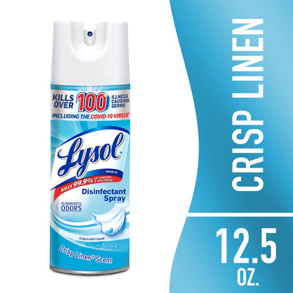 Lysol Disinfectant Spray, Sanitizing and Antibacterial Spray, for Disinfecting and Deodorizing, Crisp Linen, 12.5 Fl. Oz