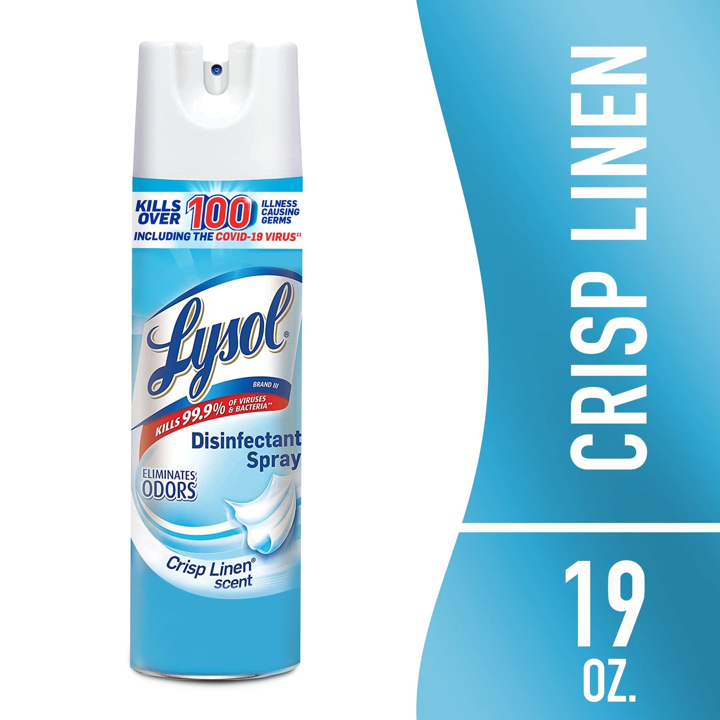 Lysol Disinfectant Spray, Sanitizing and Antibacterial Spray, for Disinfecting and Deodorizing, Crisp Linen, 19 Fl. Oz