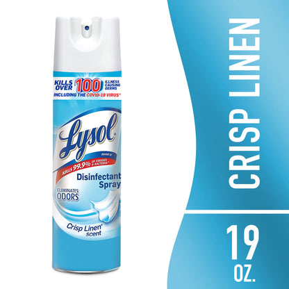 Lysol Disinfectant Spray, Sanitizing and Antibacterial Spray, for Disinfecting and Deodorizing, Crisp Linen, 19 Fl. Oz