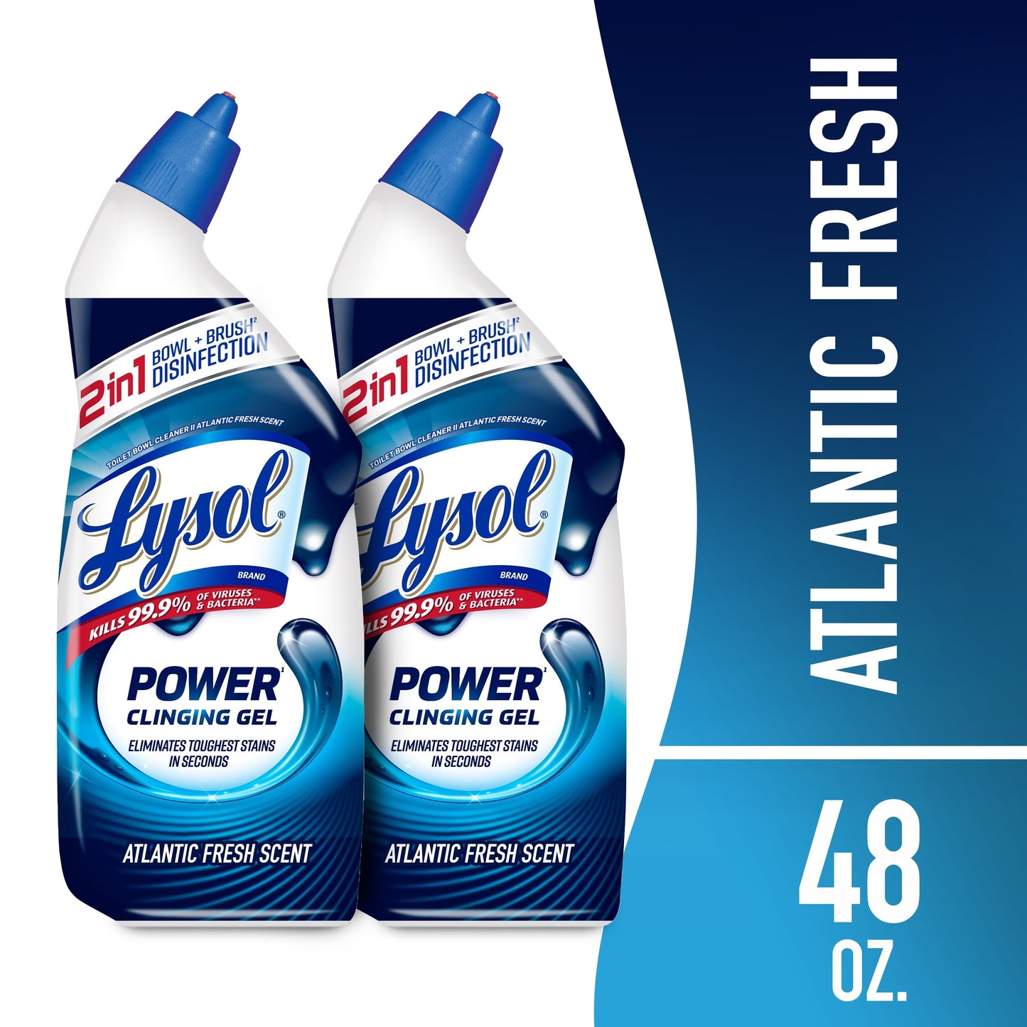 Lysol Power Toilet Bowl Cleaner Gel, Cleaning, Disinfecting and Stain Removal, 24 Oz, 2 Pack