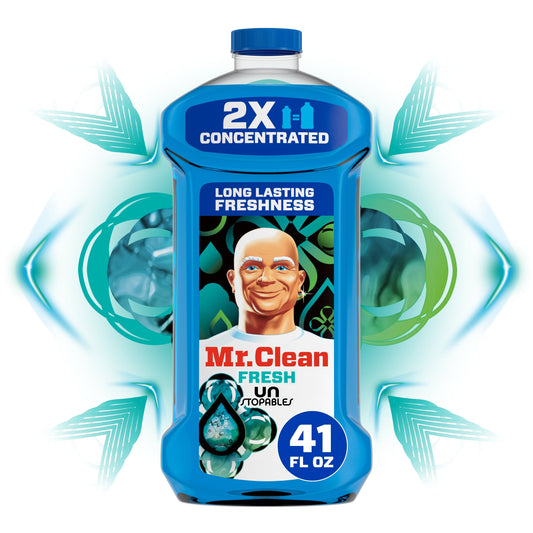 Mr. Clean 2X Concentrated Multi Surface, All Purpose Cleaner, Unstopables Fresh Scent, 41 Fl Oz