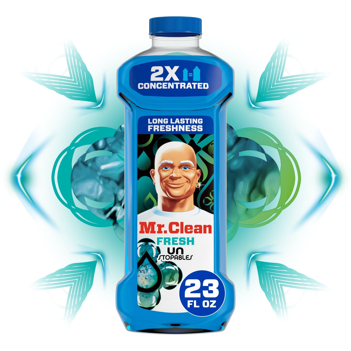 Mr. Clean 2X Concentrated Multi Surface, All Purpose Cleaner with Unstopables Fresh Scent, 23 Fl Oz