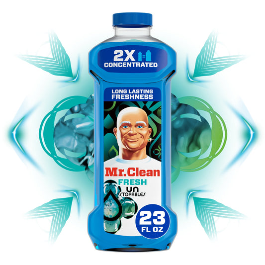 Mr. Clean 2X Concentrated Multi Surface, All Purpose Cleaner with Unstopables Fresh Scent, 23 Fl Oz