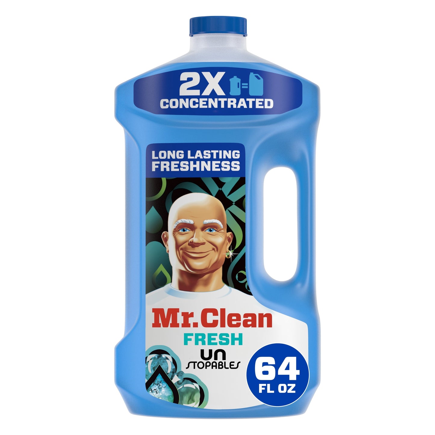 Mr. Clean 2X Concentrated Multi Surface, All Purpose Cleaner with Unstopables Fresh Scent, 64 Fl Oz