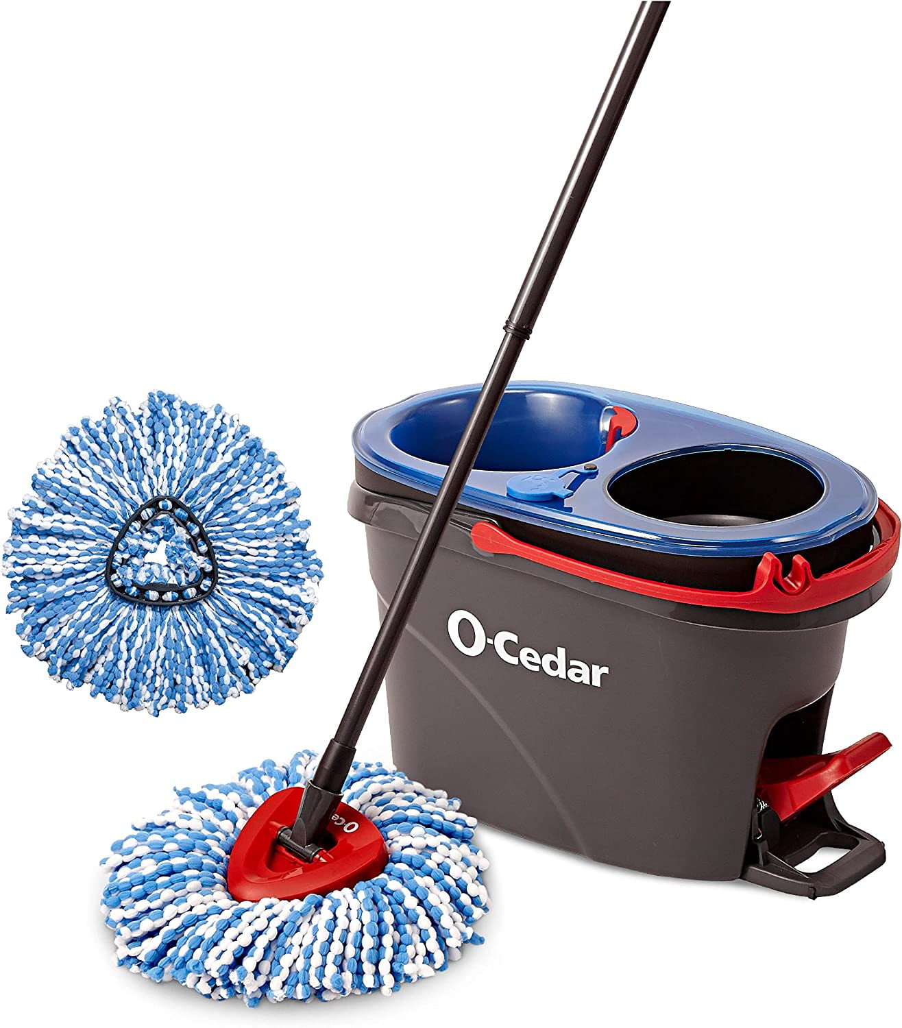 O-Cedar EasyWring RinseClean Spin Mop & Bucket Floor Cleaning System with 1 Extra Refill (Pack of 1)