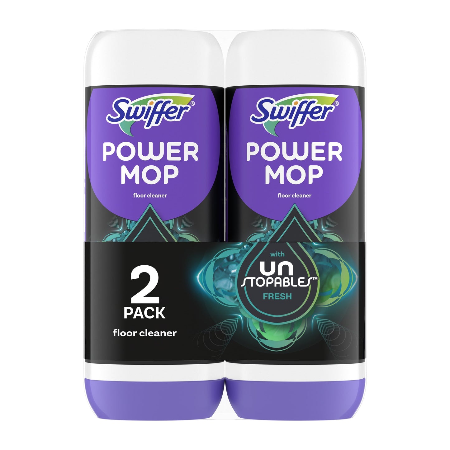 Swiffer Power Mop Floor Cleaner Solution with Unstopables Fresh Scent, 25.3 Fl Oz, 2 Pack