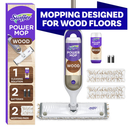 Swiffer Power Mop Wood Mop Kit for Floor Cleaning, Lemon Scent