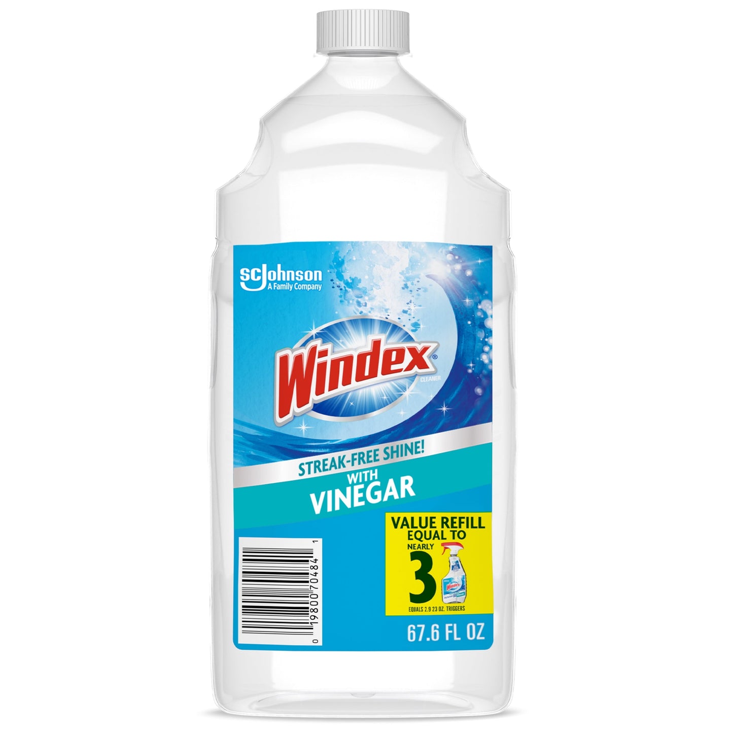 Windex® with Vinegar Glass Window Cleaner, New Refill Bottle, 2 L