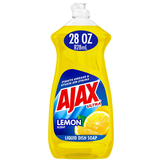 Ajax Ultra Liquid Dish Soap, Lemon Scent, Super Degreaser, 28 Fluid Ounce