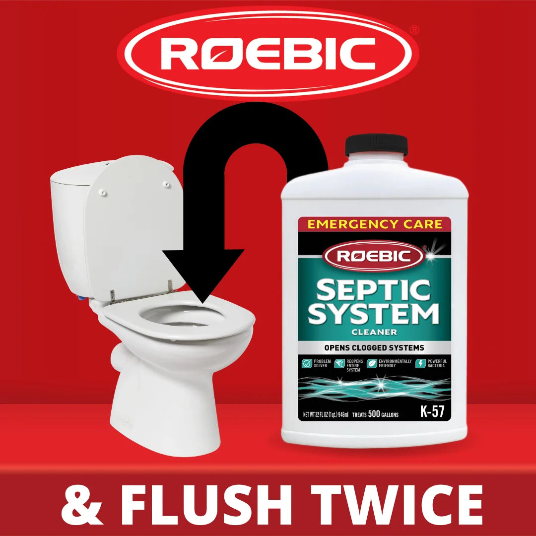 Roebic K-57-Q Septic System Cleaner, Removes Clogs, Environmentally Friendly Bacteria Enzymes Safe for Toilets, 32 Fl Oz