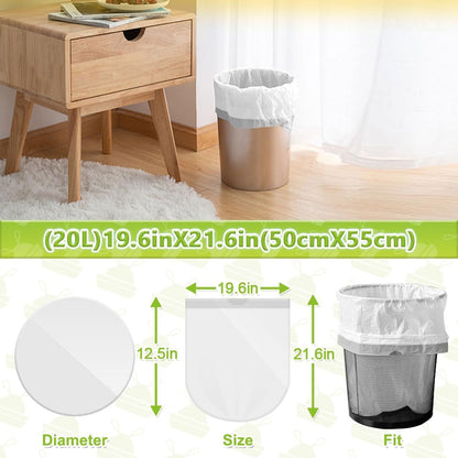 Bin Bags 20L with Drawstring Tie Handle,Aosuli White Bin Liners/Strong Trash Bags