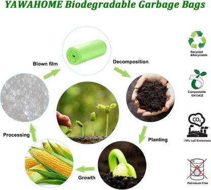 Biodegradable Bin Liners 100 Counts, 20L Small Food Waste Bag Recycle 4-6 Gallon Garbage Bag, Thick Degradable Rubbish Bag Compostable for Household/Garden Trash Bags in Kitchen, Office, Home, Pet