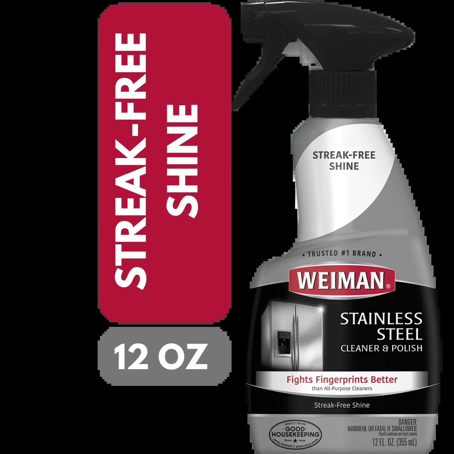 Weiman Stainless Steel Cleaner & Polish Trigger Spray, 12 Fl Oz