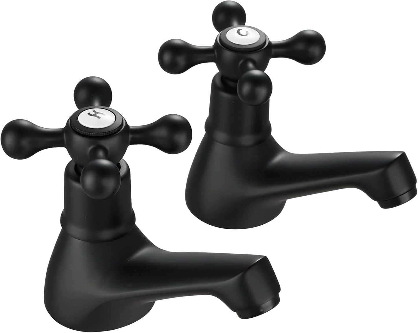 Wasserrhythm Basin Taps Pair Bathroom Sink Taps Mixers Victorian Traditional Chrome Brass Cross Lever Wash Basin Tap