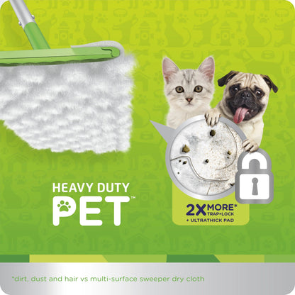 Swiffer Sweeper Pet Heavy Duty Dry + Wet All Purpose Floor Mopping and Cleaning Starter Kit Includes 1 Mop, 10 Refills