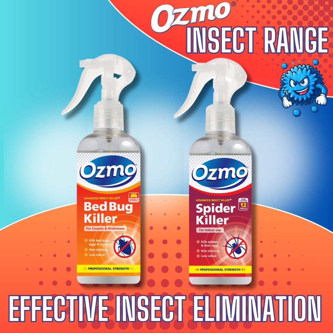 Ozmo Spider Killer Spray, 250Ml, Use on Hard Non-Porous Surfaces, Hard and Soft Furnishings, Carpets and Fabrics