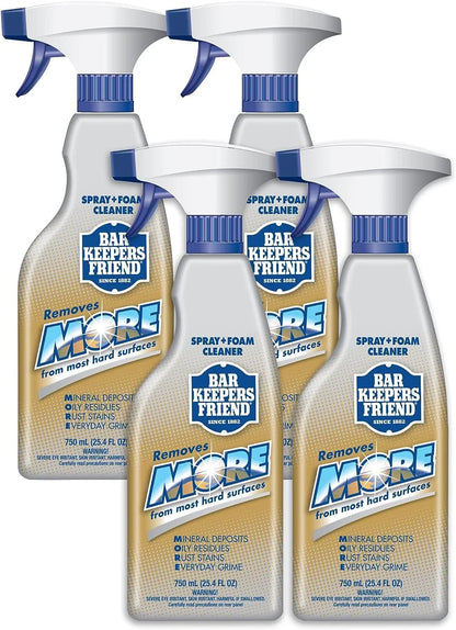 Bar Keepers Friend MORE Spray + Foam 25.4 Oz Multipurpose Spray Cleanser and Rust Stain Remover for Use on Countertops, Sinks, Bathtubs, Showers, Fixtures, Tile, and More 4