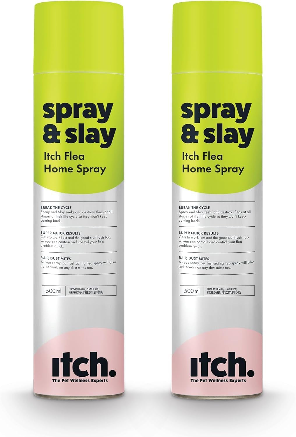 Itch Flea Home Spray | Kills Fleas, Larvae, Eggs and House Dust Mites | Fast Acting | Odourless | 500Ml | Pack of 2