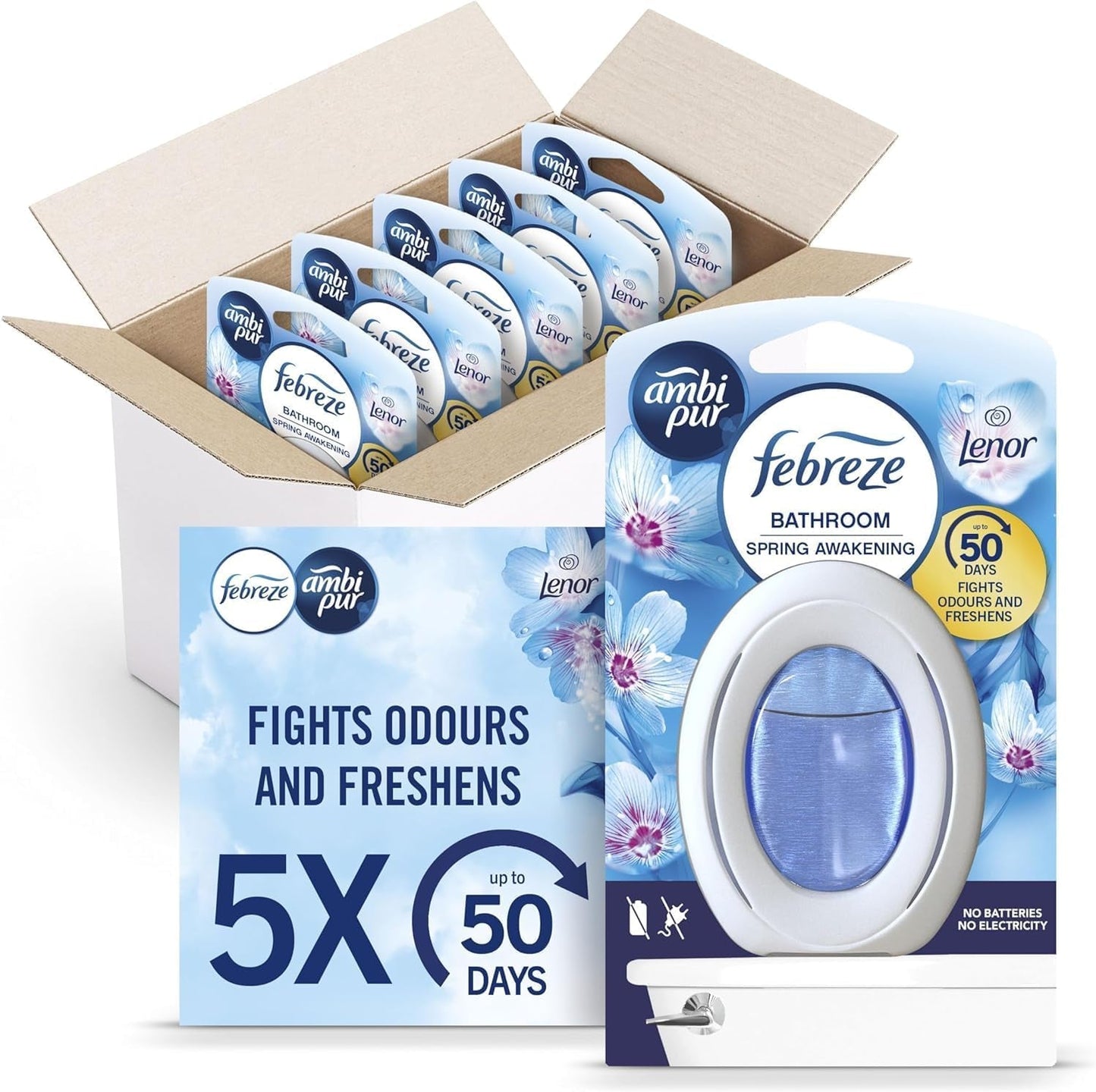 Febreze Bathroom Air Freshener, Odour Fighter, Blossom & Breeze, Febreze Air Fresheners, 5 Items