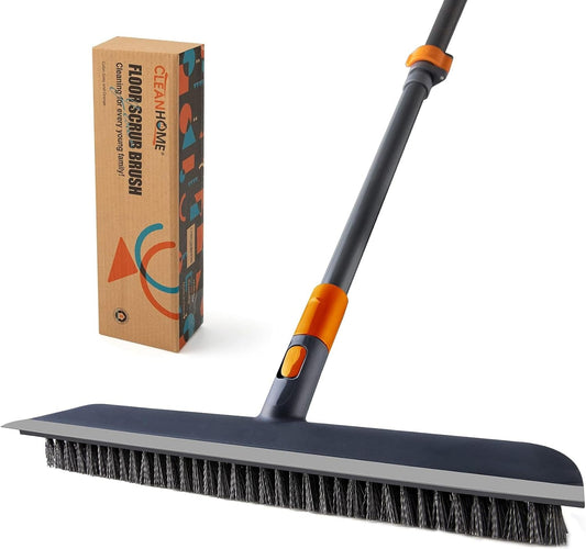 CLEANHOME Floor Scrubbing Brush with Squeegee/Handle,2-1 Bathroom Tile Cleaning Brush.Suitable for Cleaning Floors, Corner Gap, Patios,Indoor,Living Rooms, Swimming Pool，Etc.