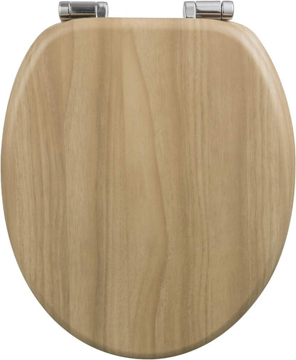 WOLTU Wooden Toilet Seat, Soft Close WC Seat with Strong Hinge Ideal for Standard Toilet Grey Maple