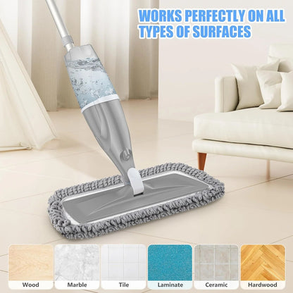 SUPTREE Floor Spray Mop with Washable Mop Pads Refillable Spray Bottle Mop for Hardwood Wood Kitchen Laminate Floor Cleaning