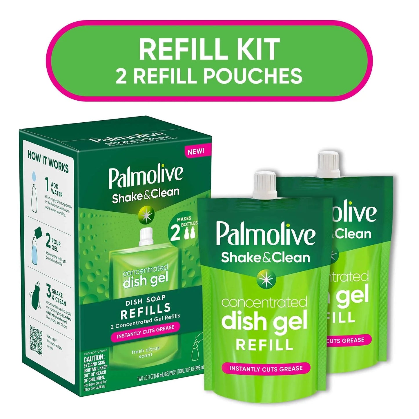 Palmolive Shake & Clean Starter Kit, Dish Soap Concentrate, 20 Oz, Fresh Citrus Scent