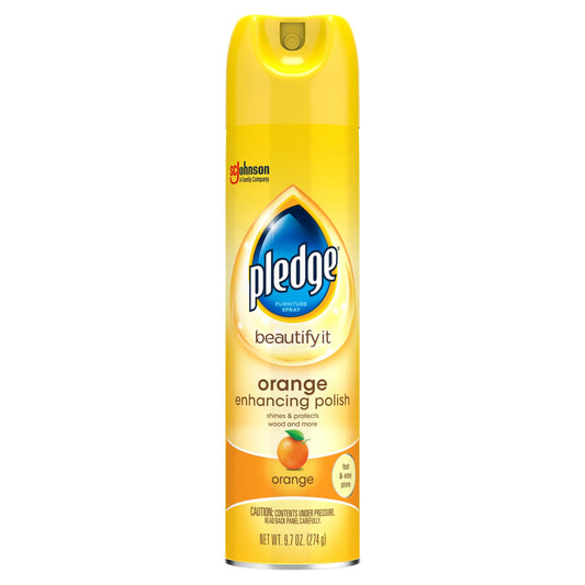 Pledge® Expert Care™, Wood Polish Shines and Protects, Orange Enhancing, Aerosol, 9.7 Oz.