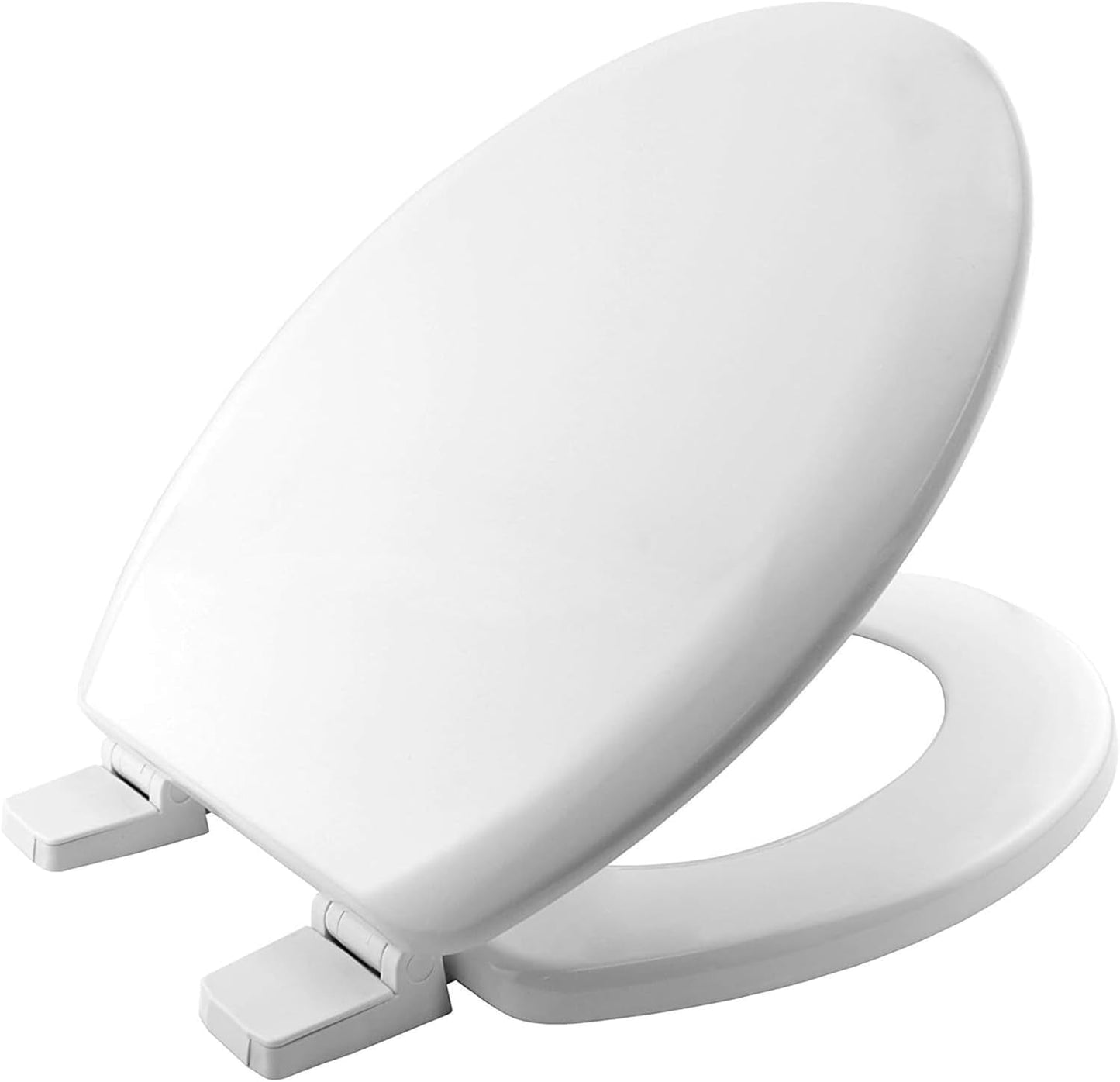 BEMIS Chicago Ultra-Fix White Toilet Seat. Wooden Toilet Seat with Water Based Paint for Easy Clean. Non Slip Toilet Seat with Adjustable Plastic Hinges, Universal & Easy Installation, White