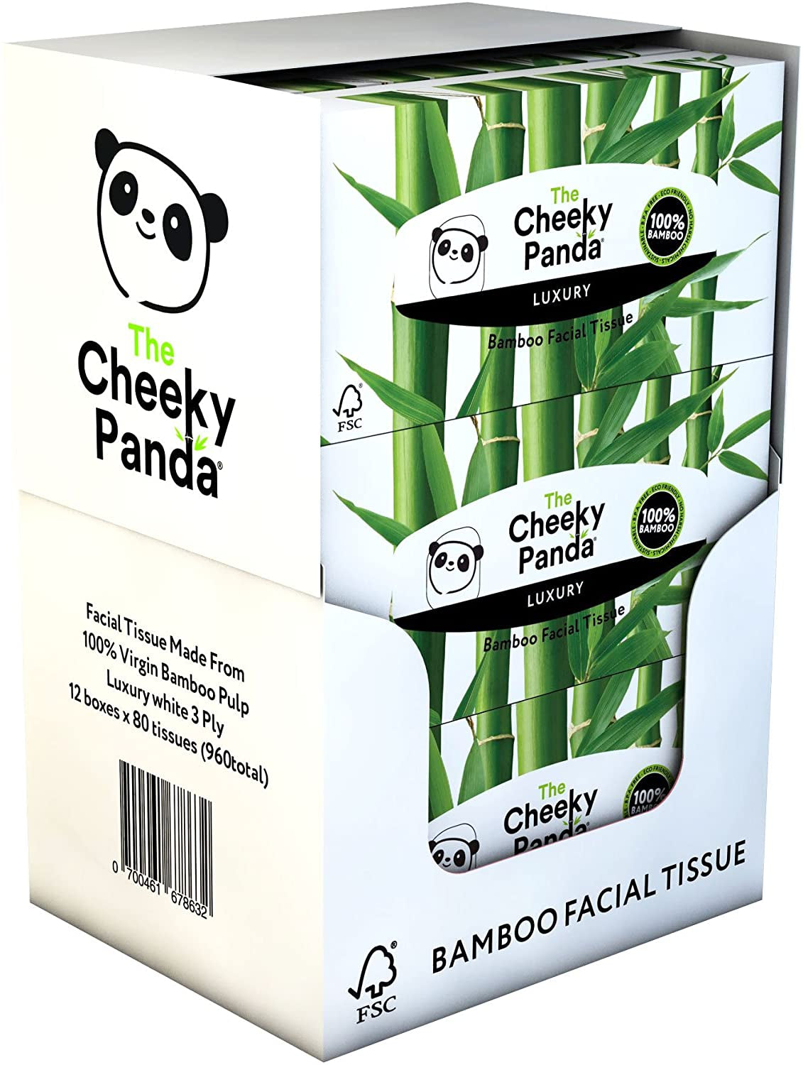 The Cheeky Panda Bamboo Facial Tissues | Sustainable Tissue Box | Plastic Free Box of Tissues