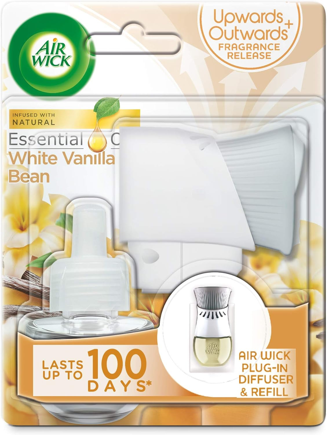 Air Wick Plug in Diffuser Kit, Fresh Cotton, 1 Device & 1 Refill (19Ml), Long Lasting Fragrance, Lasts up to 100 Days, Plug in Air Freshener