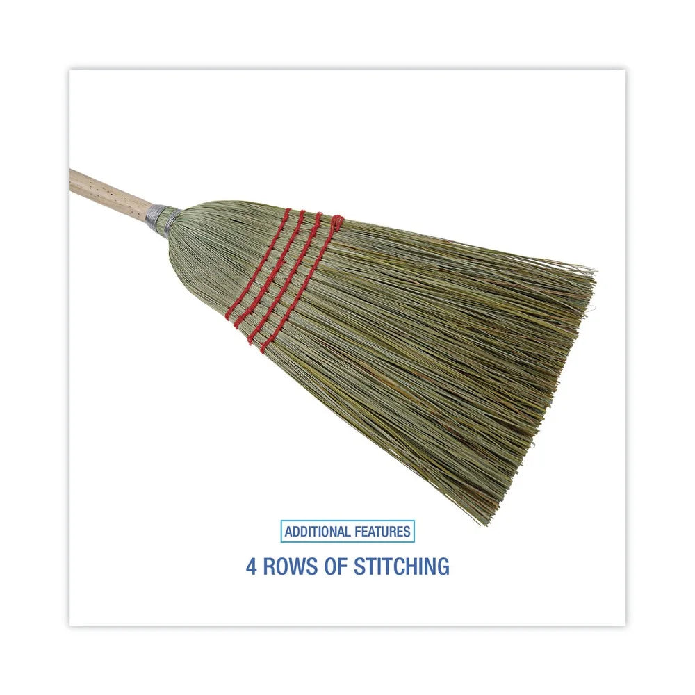 Maid Broom, Mixed Fiber Bristles, 55" Long, Natural