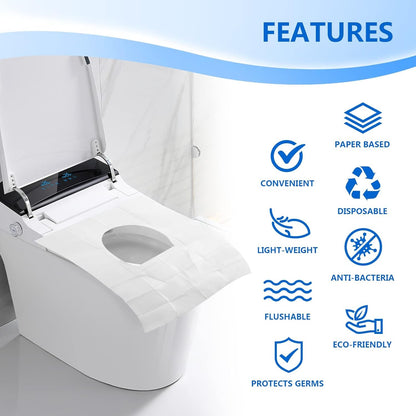 Toilet Seat Covers (60 Pack), XL Flushable and Biodegradable Paper Toilet Seat Cover Disposable for Adult and Kids’ Potty Training, Great for Airplane, Travel Seats, Public Restroom and Camping