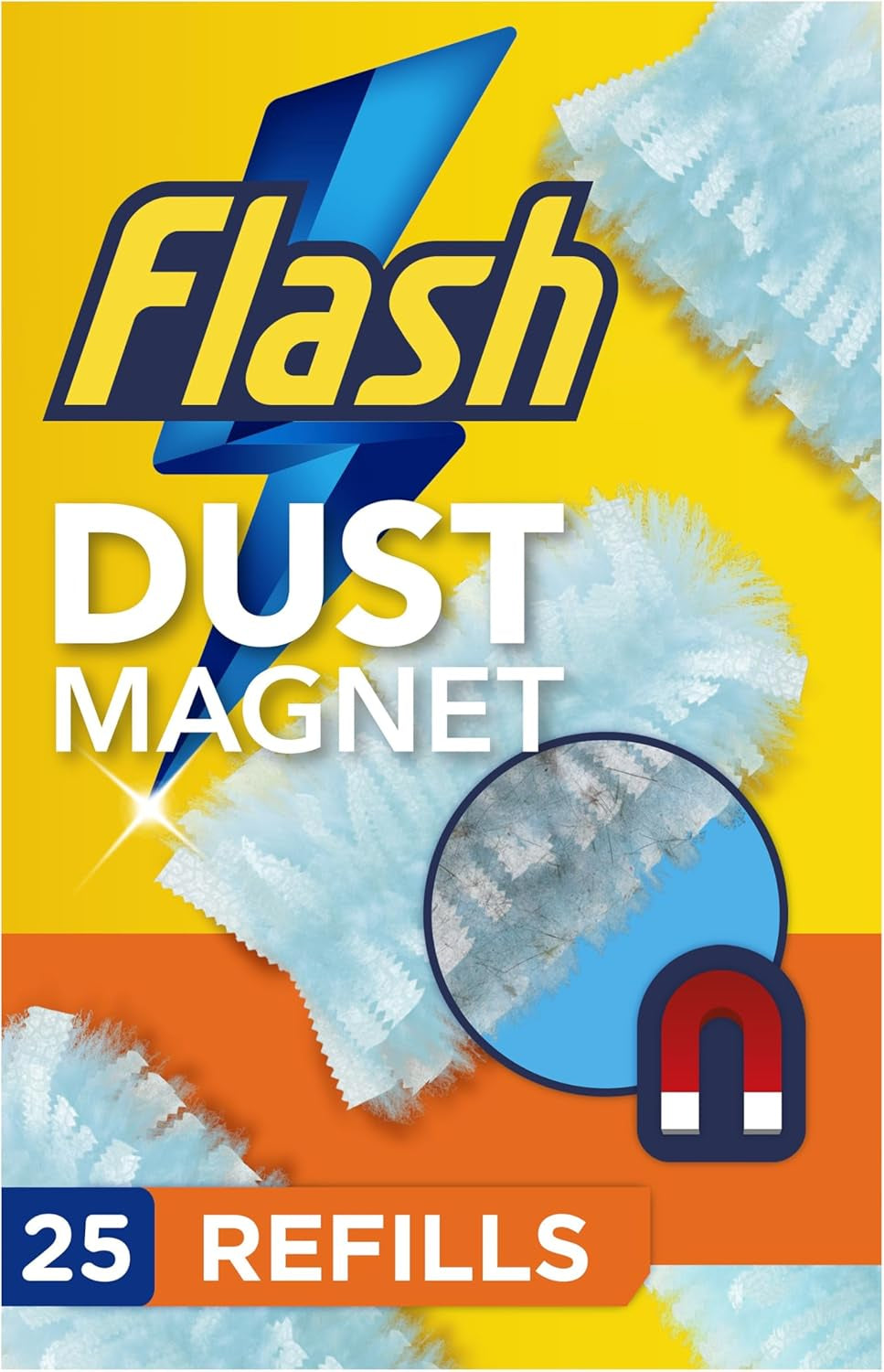 Flash Duster Dust Magnet Refills, Fluffy Dusters Refills, 25 Dusters (5X5), Effective on 100% of Dust, Dust Magnet