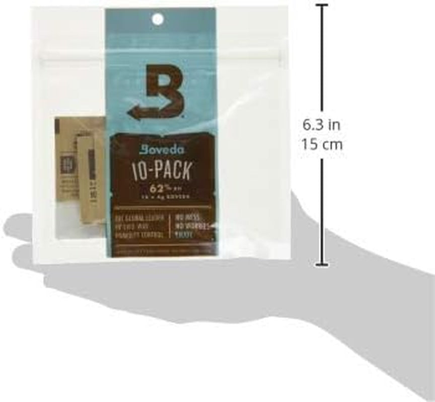 Boveda 62% Two-Way Humidity Control Packs for Storing ½ Oz – Size 4 – 10 Pack – Moisture Absorbers for Small Storage Containers – Humidifier Packs – Hydration Packets in Resealable Bag